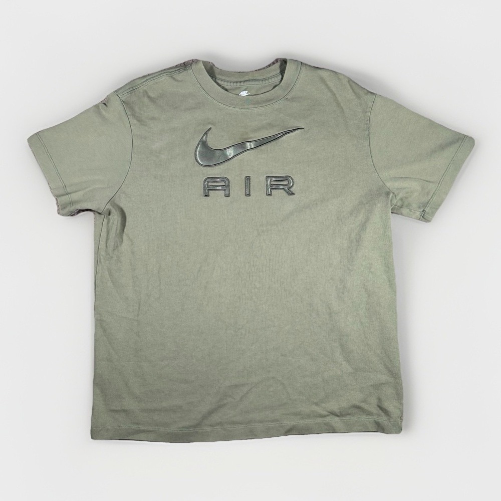 Nike Air Logo Green 100% Cotton Loose Fit Crew Neck  Tee Shirt Size Medium